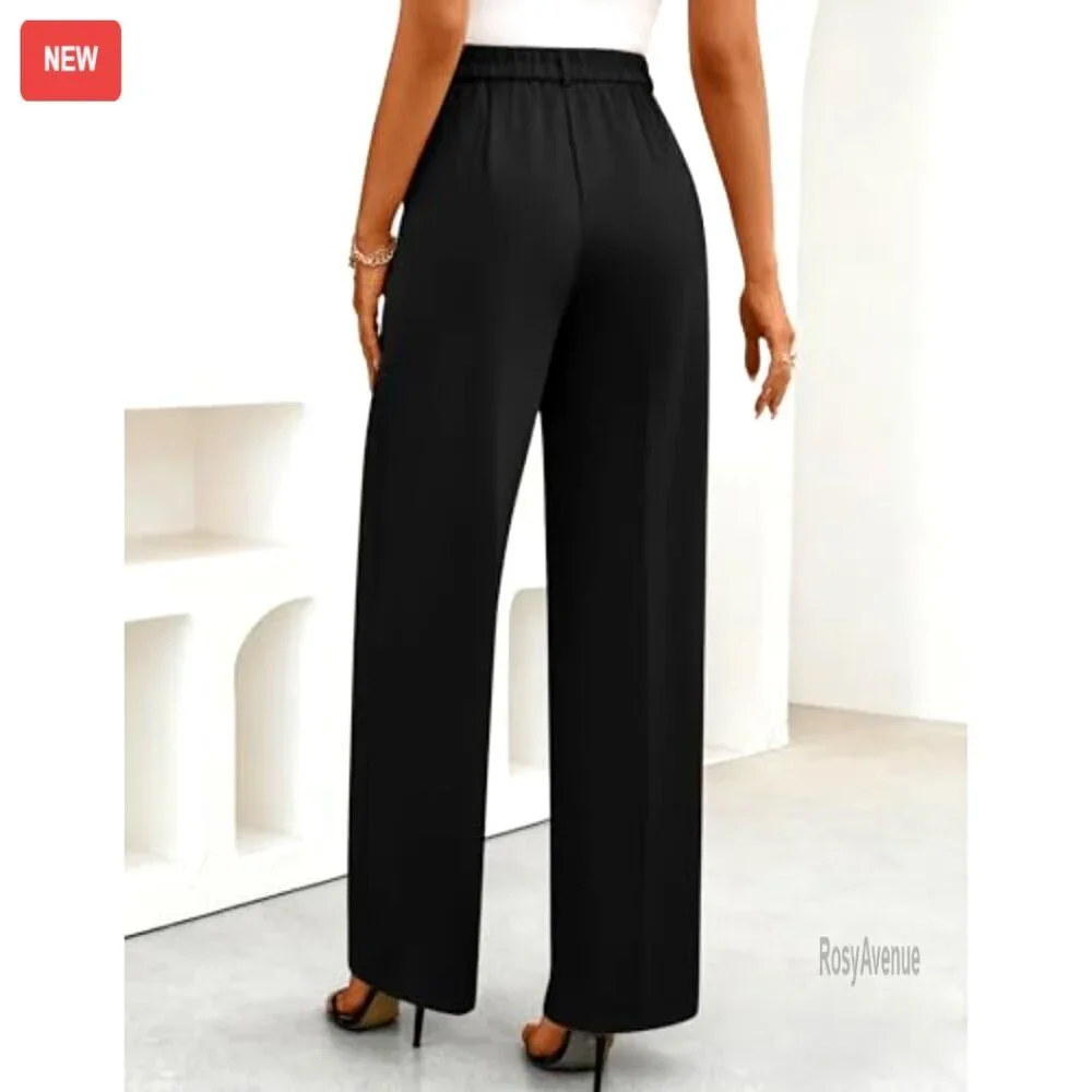 Wide Leg Palazzo Pants High Waisted Business Casual Work Slacks - Picture 4 of 7